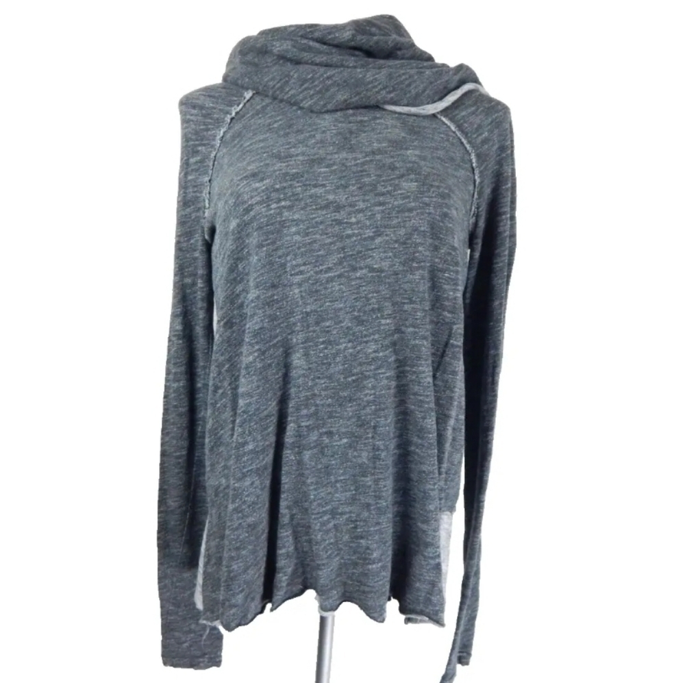 FP Beach Gray Cowl Neck Cocoon Pullover